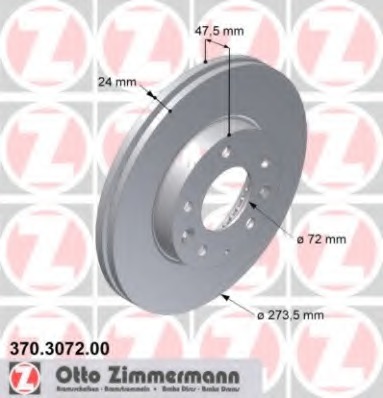 ZIMMERMANN MAZDA 6 GG 274MM DISKAI PRIEK. 370.3072.20 