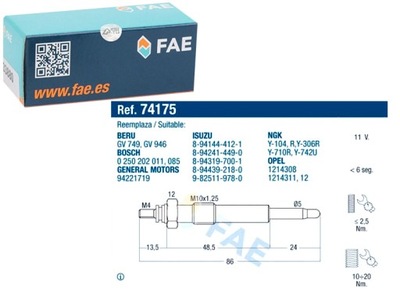 ŽVAKĖ KAITINIMO FAE 74175 OPEL 1.5D FAE 