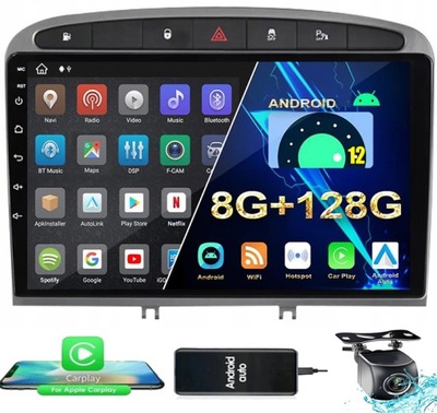 Radio samochodowe RADIO ANDROID BT PEUGEOT 308 408 128GB SIM 2-DIN