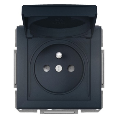 GNIAZDO HERM. Z KLAPKĄ SCHNEIDER ASFORA ANTRACYT