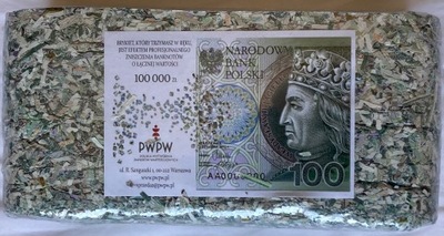 100 000 zł - banknoty 100 zł - brykiet PWPW