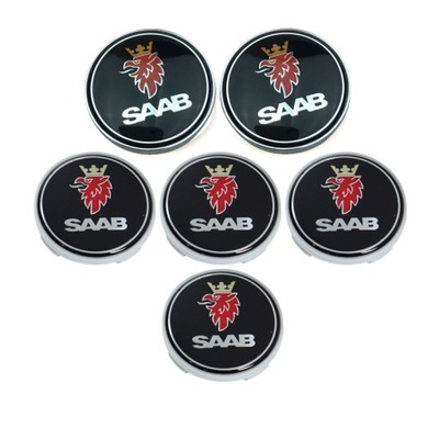 6 PIECES LOGO SAAB FROM FRONT I FROM REAR WHEEL COVER  