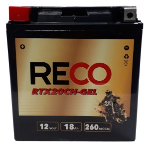 АКУМУЛЯТОР ГЕЛЕВИЙ RECO RTX20CH-GEL 12V L+ YTX20CH-BS YTX20CH-GEL