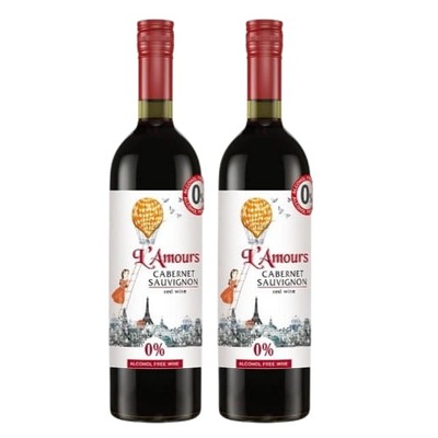 L'AMOURS CABERNET SAUVIGNON wino bezalkoholowe czerwone półsłodkie 2butelki