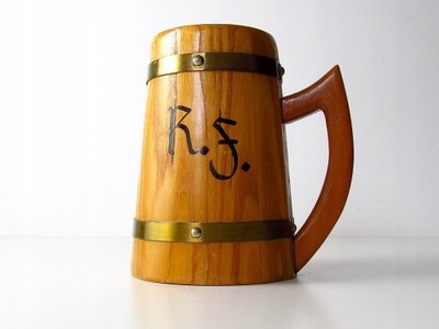 STARY DREWNIANY OKUWANY KUFEL MONOGRAM RS