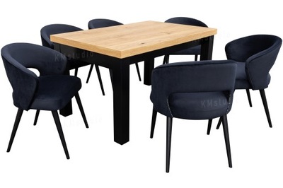 stół 140x90 rozkładany do 240cm 8 nóg GOLIAT fornir + krzesła