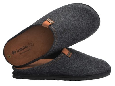 INBLU KAPCIE FILCOWE DOMOWE MĘSKIE SKÓRA KLAPKI 44