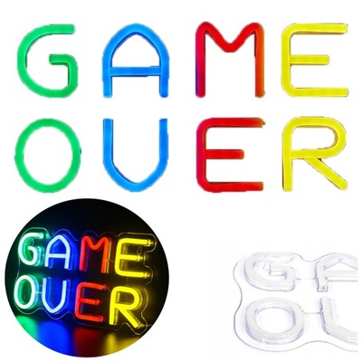 NEON LED USB NA ŚCIANĘ ZNAK GAME OVER NAPIS NEONOWY