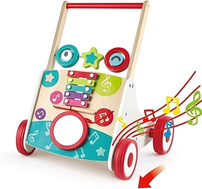 HAPE MUZYCZNY CHODZIK PCHACZ DREWNIANY CYMBAŁKI