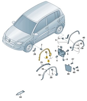 НАКЛАДКА KRAWEDZI ПОДКРЫЛКА ЛЕВЫЙ ПЕРЕДНЯЯ VW TIGUAN OE 