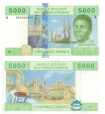 AFRYKA CENTRALNA GABON 5000 FRANKÓW 2002 P-409 UNC