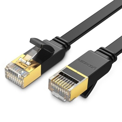 Płaski patchcord kabel przewód sieciowy LAN STP RJ45 Cat 7 10Gbps 10m czarn