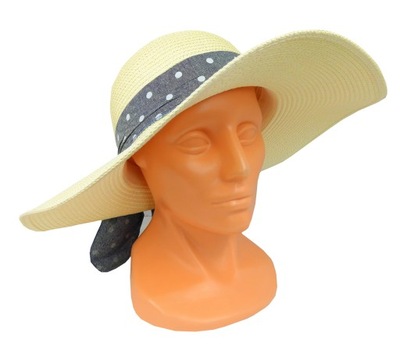 Słomkowy kapelusz damski ze wstążką 57cm plażowy