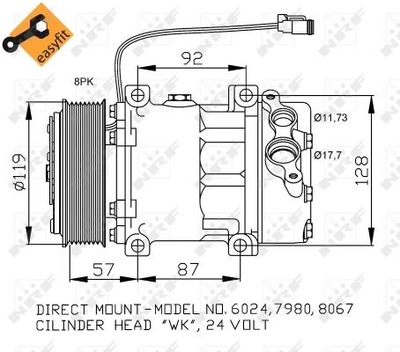 KOMPRESORIUS KONDICIONAVIMO SCANIA 4, P, G, R, T 05.95- 