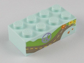 LEGO 3001pb083 Brick 2x4 pacyfka nadruk 1szt