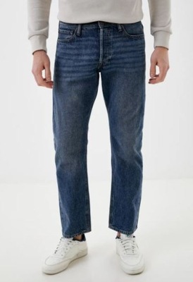 A3D204 GRANATOWE SPODNIE JEANSOWE JACK AND JONES 34/30