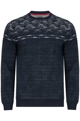 BLUZA MĘSKA GRANATOWA SWETER WE WZOREK ŚCIĄGACZ: L