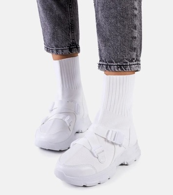 Białe sneakersy wysoka cholewka SL-0228 37