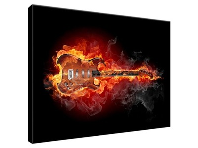 Obraz drukowany 40x30cm Płonąca gitara