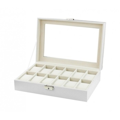 Szkatułka Pudełko Etui na 12 zegarków Białe