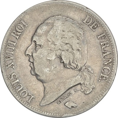 18.FRANCJA, LUDWIK XVIII, 5 FRANKÓW 1824 W