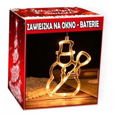 BAŁWANEK LED - ŚWIECĄCA OZDOBA NA BATERIE NA OKNO