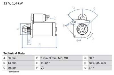 BOSCH СТАРТЕР 0 986 021 651