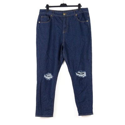 SPODNIE DAMSKIE BOOHOO GRANATOWE MOM JEANS 46