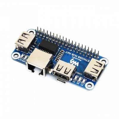 Ethernet USB HUB HAT Raspberry Pi, 1x RJ45, 3x USB