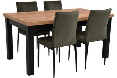 Stół rozkładany 90x160/210 DĄB CRAFT i 4 krzesła TAPICEROWANE DO SALONU