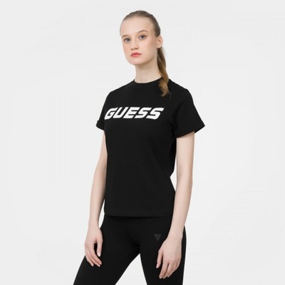 Damski t-shirt z nadrukiem GUESS ESTHER - czarny