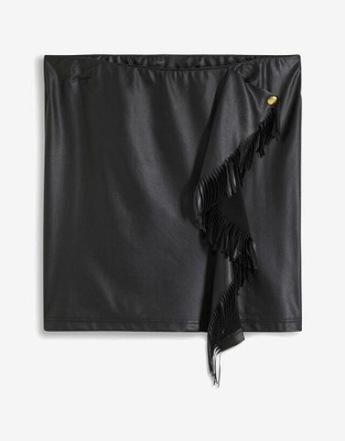 SPÓDNICA OŁÓWKOWA Z FRĘDZLAMI__36/38