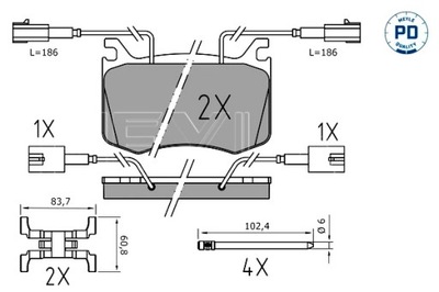 MEYLE ZAPATAS DE FRENADO PARTE DELANTERA ALFA ROMEO GIULIA 2.0 2.2D 10.15-  