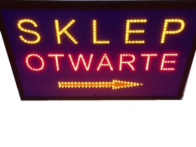 Reklama diodowa SKLEP OTWARTE 80x50 cm neon LED