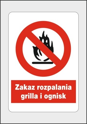 Naklejka BHP zakaz rozpalania grilla i ognisk