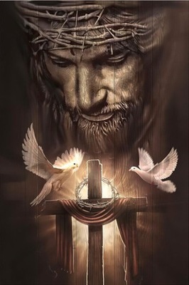 Lew jezusa i krzyżykowy diamentowy sztuka wojownik