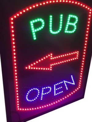 Reklama diodowa PUB OPEN zewnętrzna 80x60cm