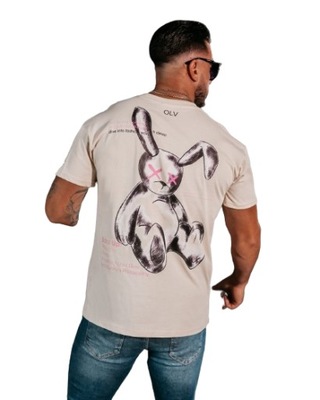 T-shirt męski OLAVOGA HAZE beż - XL