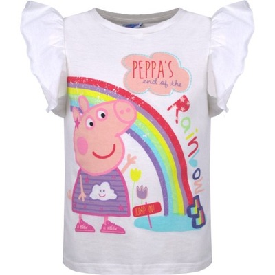 T-shirt Świnka Peppa Tęcza ecru 116