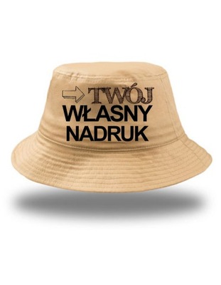 BUCKET khaki z nadrukiem GRAFIKĄ kapelusz