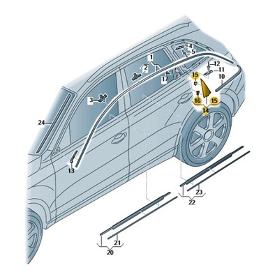 Audi оригінальний номер 8r0853273h5fq захист стійка двері задня l фото №1