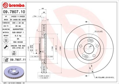 ГАЛЬМІВНІ ДИСКИ ГАЛЬМІВНІ ПЕРЕД BREMBO 09.7807.11 09780711