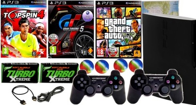 KONSOLA PS3 SLIM 320GB 2 NOWE PADY GRY GTA GRAN TURISMO 5 V PEŁNY KOMPLET