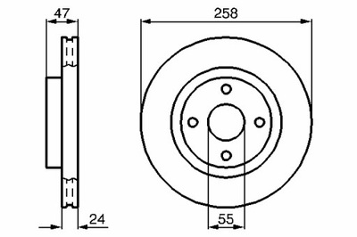 BOSCH ДИСКИ ТОРМОЗНЫЕ ТОРМОЗНЫЕ 2 ШТУКИ. ПЕРЕД MAZDA 323 F VI 323 S VI 1.6-2.0D