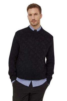 ZIMOWY BOSS CZARNY SWETER MĘSKI Z DEKOLTEM STÓJKA WEŁNA L 1I1E