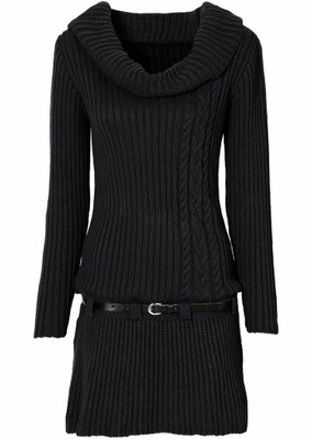 44/46 CZARNA DZIANINOWA SUKIENKA