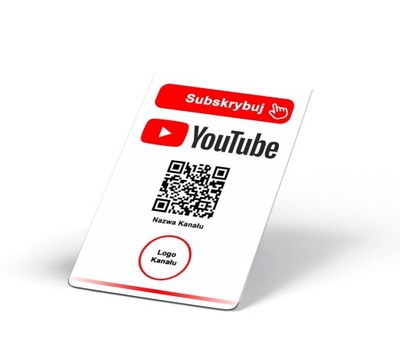 Karta do pozyskiwania subskrypcji na YouTube - Karta z kodem QR