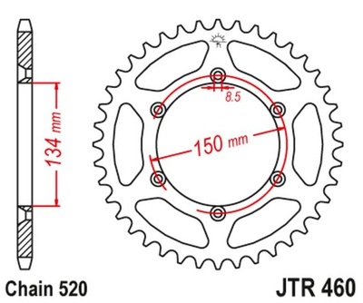 JT ЗУБЧАТКА ЗАДНЯЯ 489 44 KAWASAKI KX/KXF `84-20