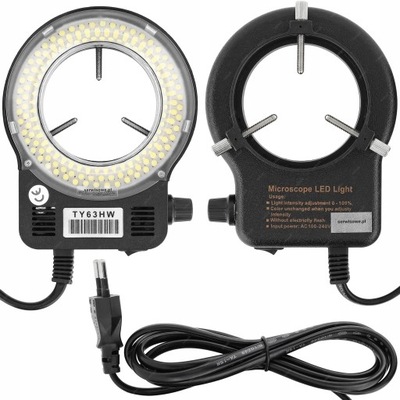 OŚWIETLENIE DO MIKROSKOPU PODŚWIETLENIE Z REGULACJĄ JASNOŚCI 144x LED 58mm