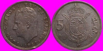 Hiszpania 5 peset 1982 r -- Znak--M --L129